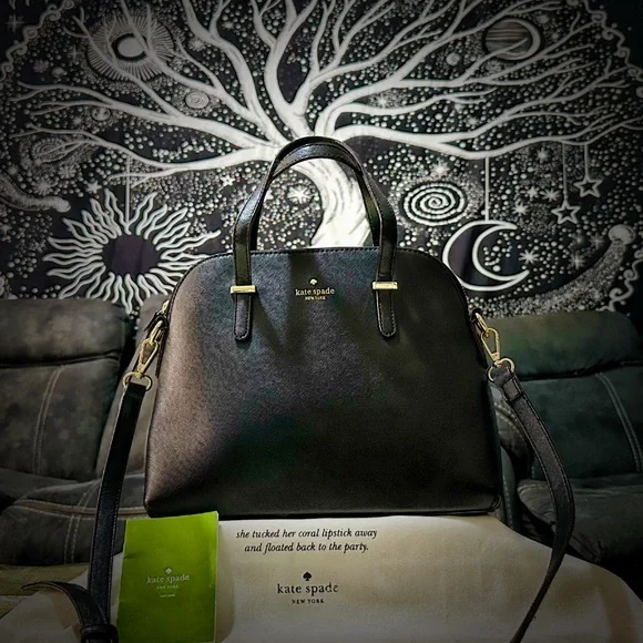 Vintage Y2K style Kate Spade Black Leather Handbag crossbody purse - Picture 9 of 16